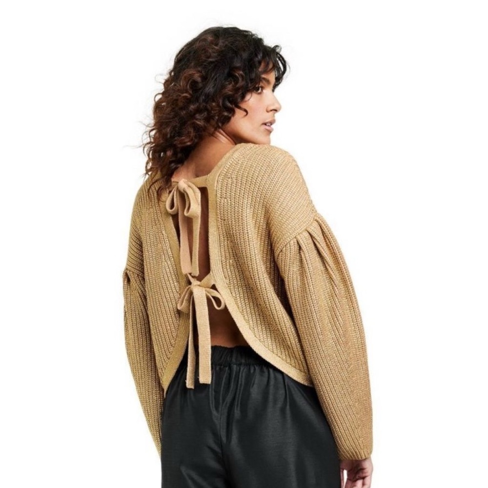 KIKA VARGAS gold bow sweater